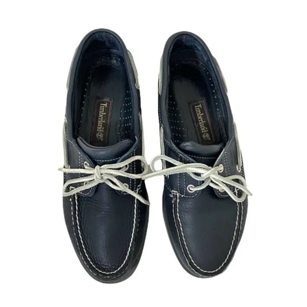 Timberland Men’s Size 9‎ (M) Classic Boat Shoes 2-Eye Deck Shoes Navy Blue